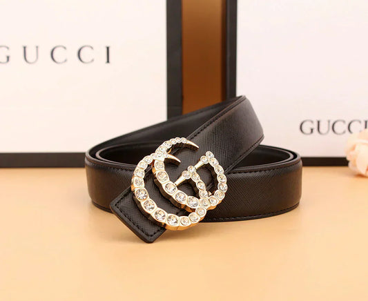 2025 2 Styles Double G Rhinestone Belt