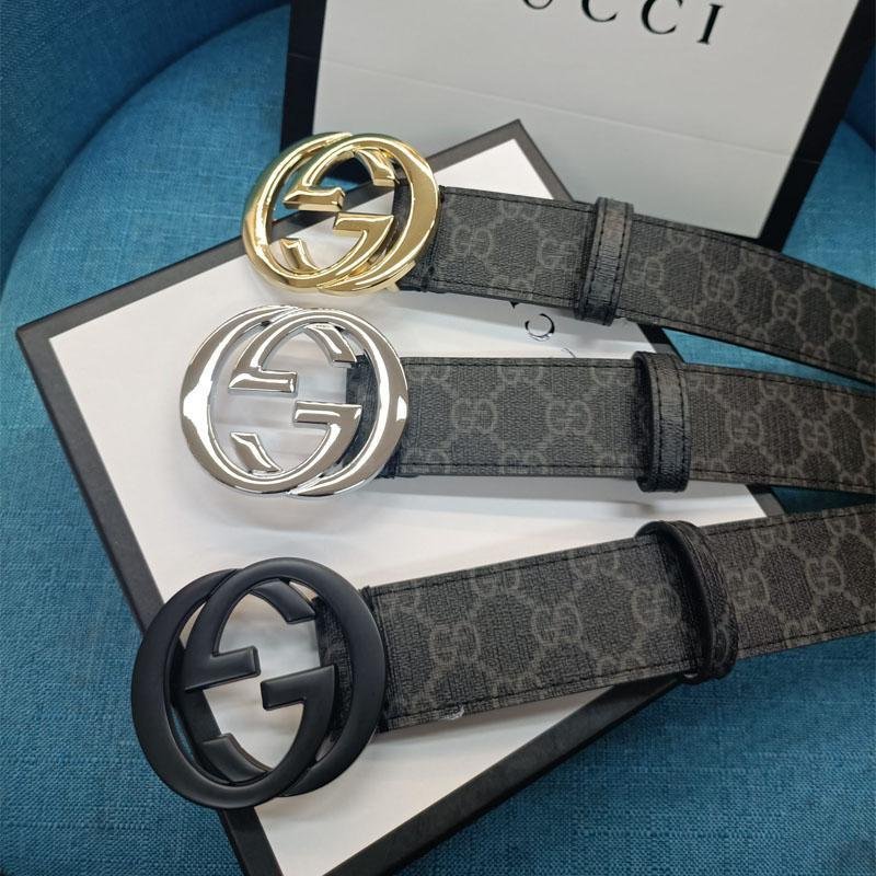 2025 3 Colors Double G Black Leather Belt
