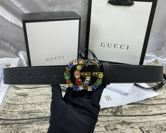 2025 belt 4 Colors seven-color rhinestone double-sided lychee pattern belt