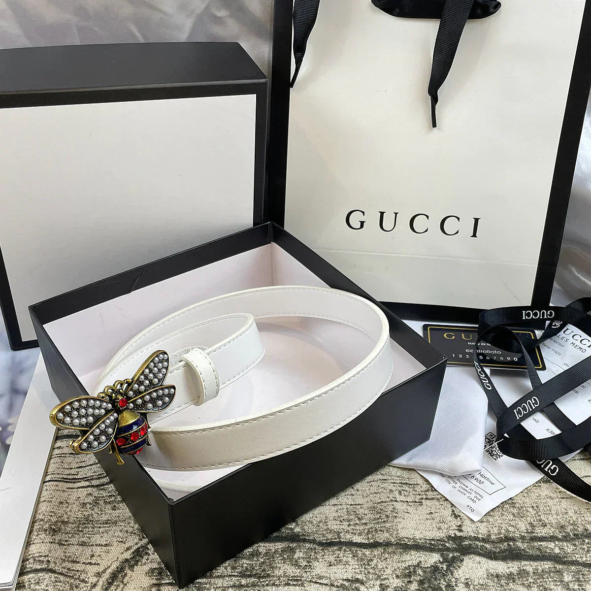 2025 belt 4 Colors bee lychee pattern double-sided belt