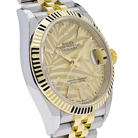 2025 Watch Datejust 126233 Stainless Steel Yellow Gold Palm Motif Dial Jubilee