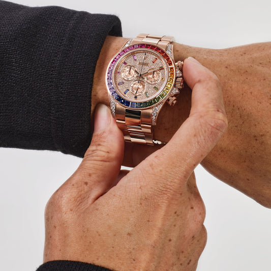 2025 Watch Daytona 116595RBOW 'Rainbow' Rose Gold Pave Diamond Dial Sapphire Bezel (2022)