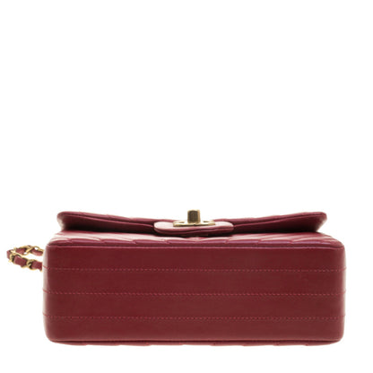 2025 Bag Dark Red Chevron Leather New Mini Classic Flap Bag