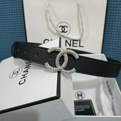 2025 2 Colors  Double C Diamond Black Leather Belt