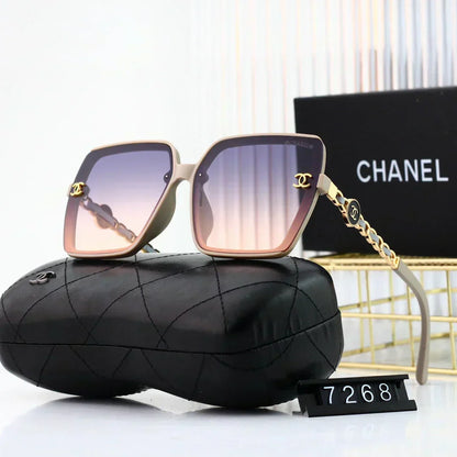 2025 Trendy large frame metal chain sunglasses