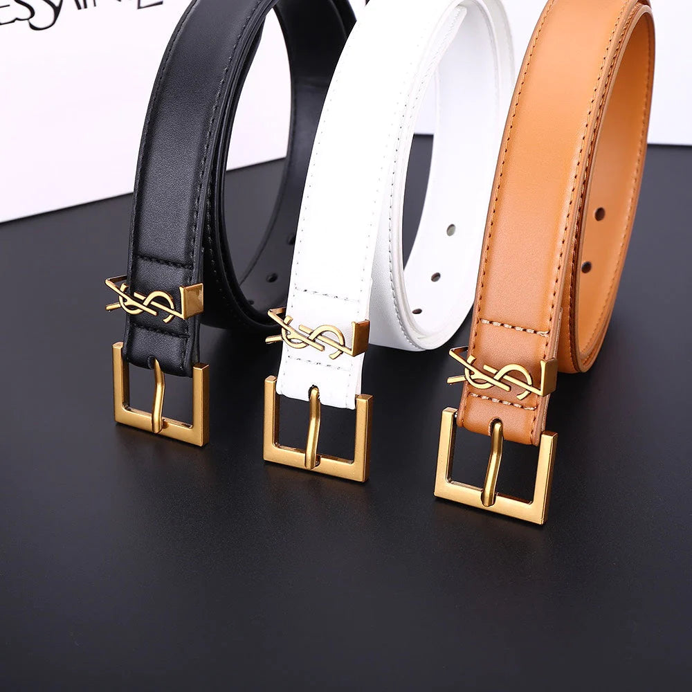2025 3 Colors Fashion Alphabet Buckle Ladies Leather Belt