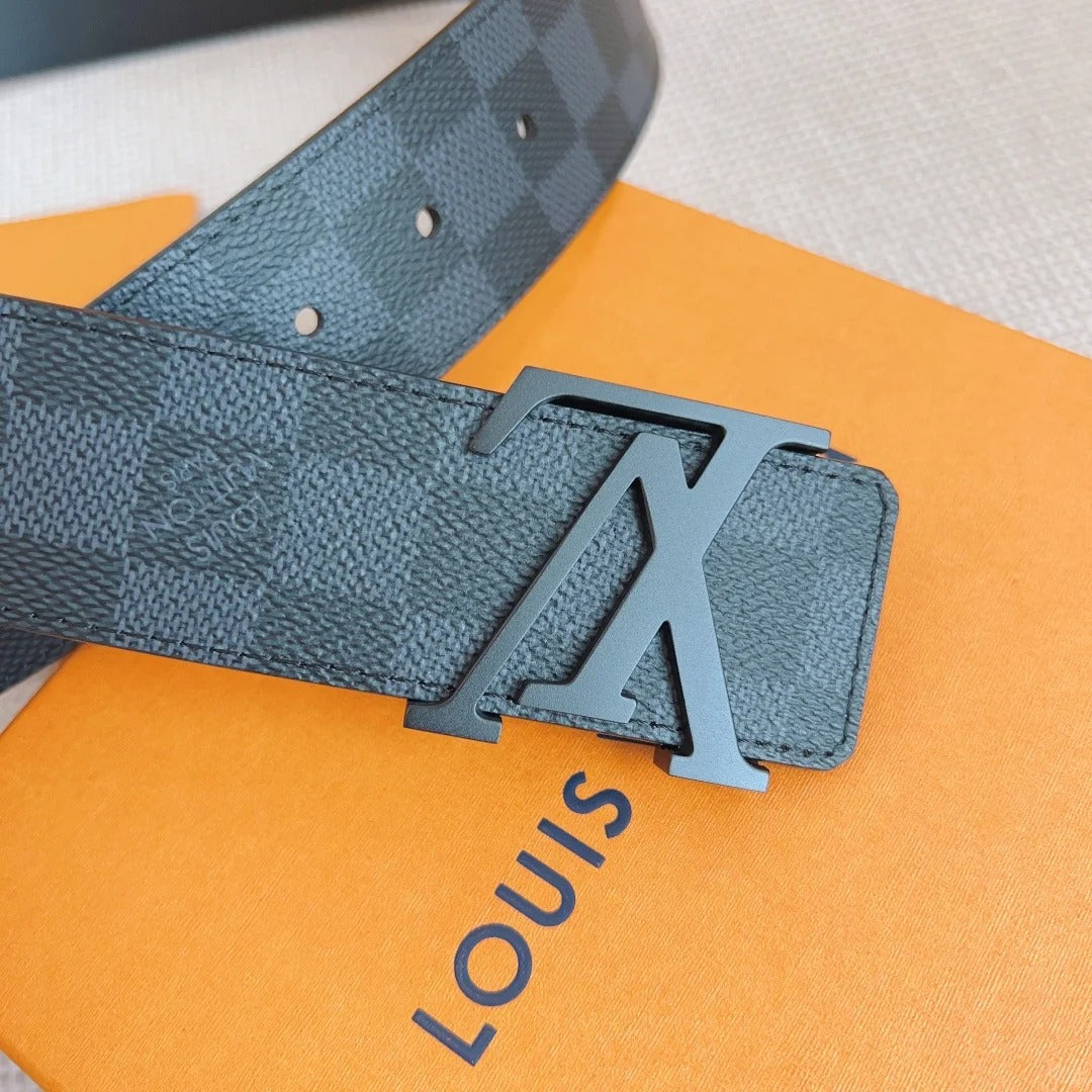 2025  classic black buckle black check men's belt