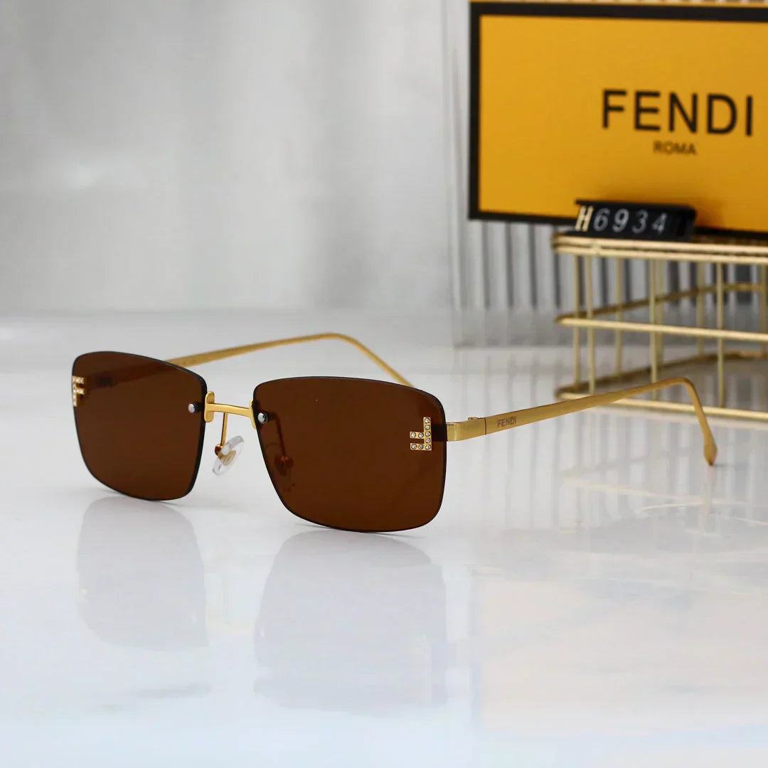 2025 Diamond-studded square frameless sunglasses