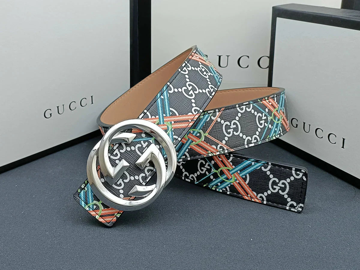 2025 3 Colors double G stripe calico belt