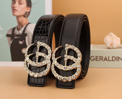2025 2 Styles   Double G Rhinestone Belt