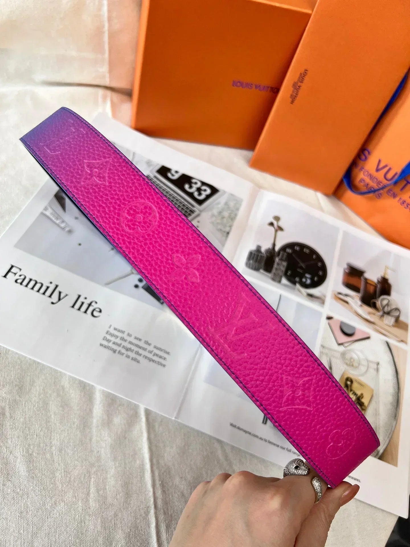 2025 belt Embossed cowhide double-sided belt width 4.0.