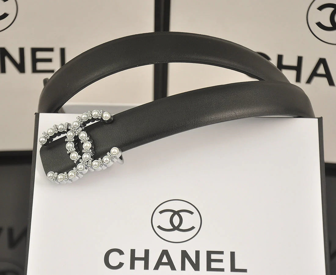 2025 6 color  double C pearl rhinestone belt