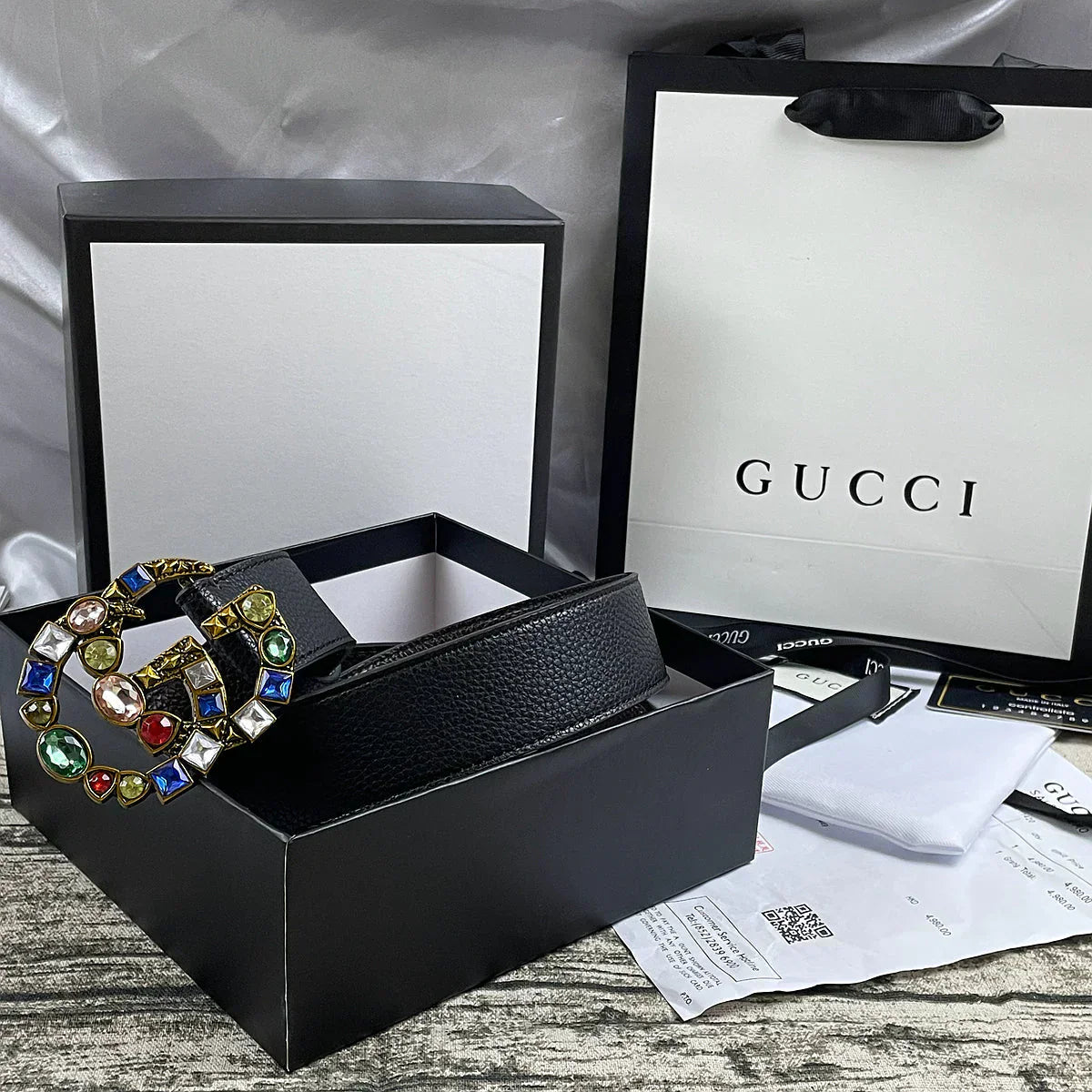 2025 belt 4 Colors  seven-color rhinestone double-sided lychee pattern belt