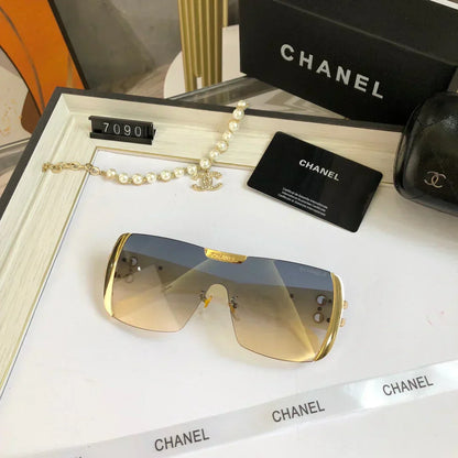 2025 Frameless trimmed large frame sunglasses