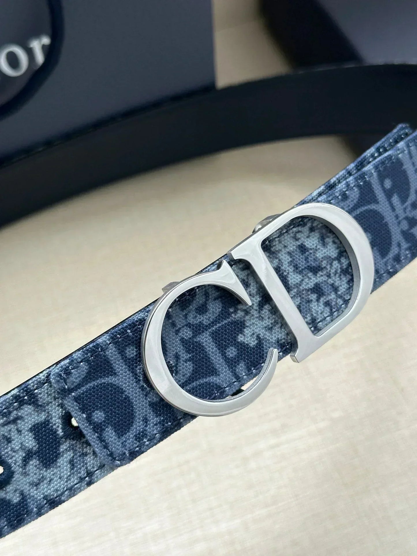 2025 belt Double-sided belt 35mm blue denim and smooth cowhide belt