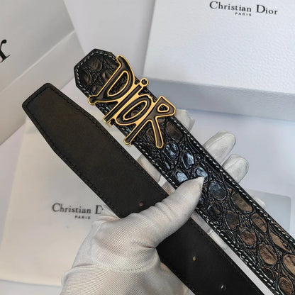 2025 Double-sided crocodile leather belt width 3.5cm