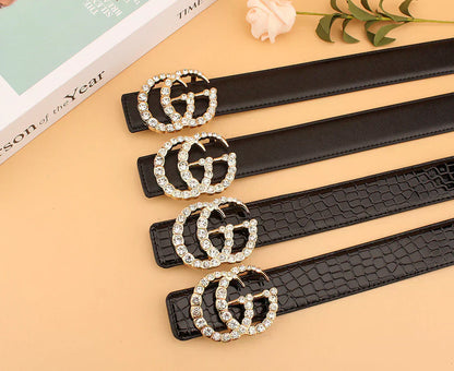 2025 2 Styles   Double G Rhinestone Belt
