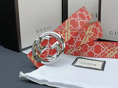 2025 3 Colors double G stripe calico belt Gender: general