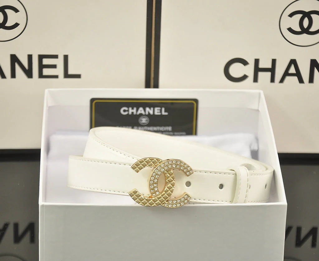 2025 4 Colors fashion double C half rhinestone belt