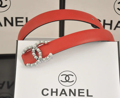 2025 6 color  double C pearl rhinestone belt