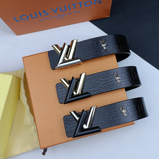 2025 3 Colors  printed letter leather belt