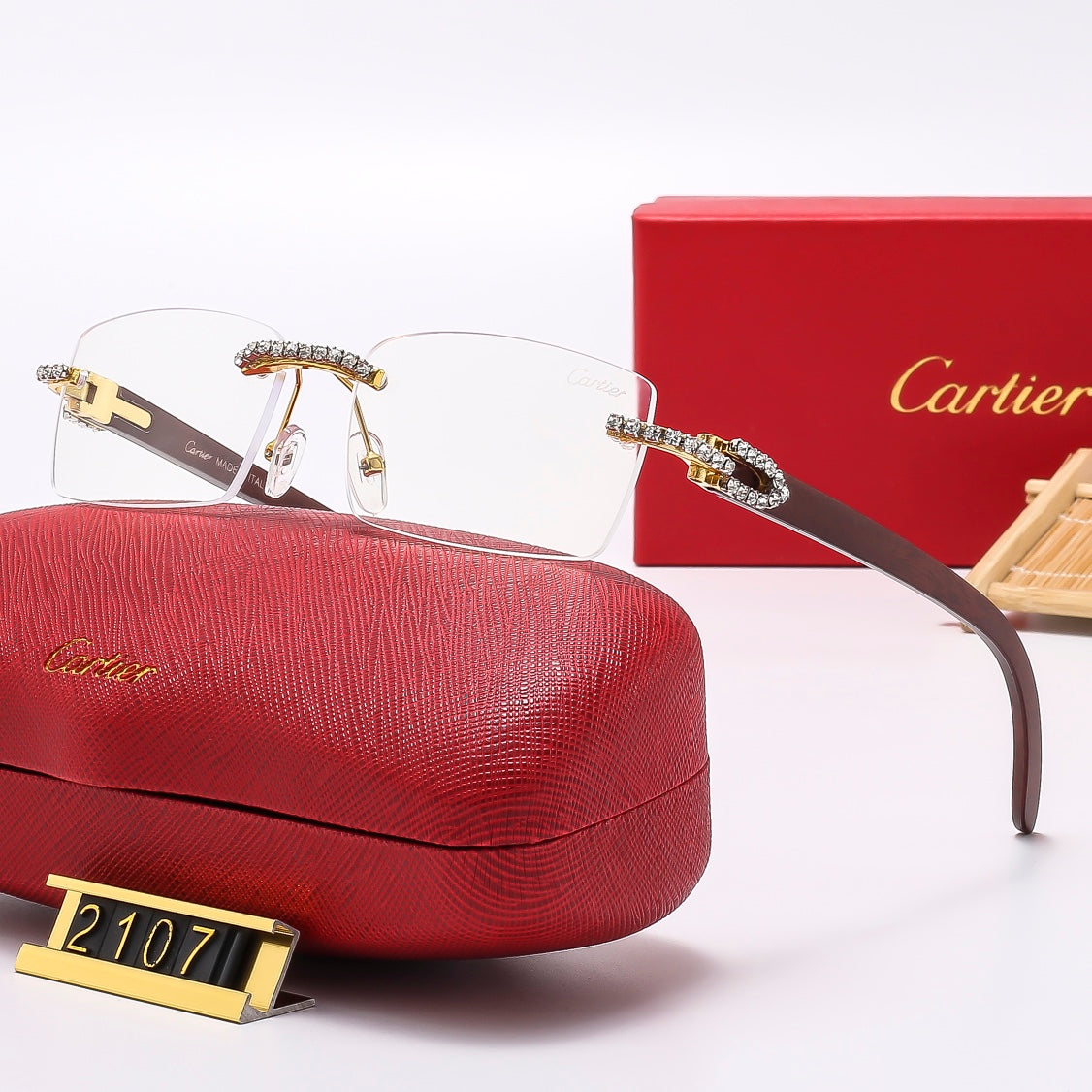 2025 Diamond Fashion Frameless Sunglasses 2107