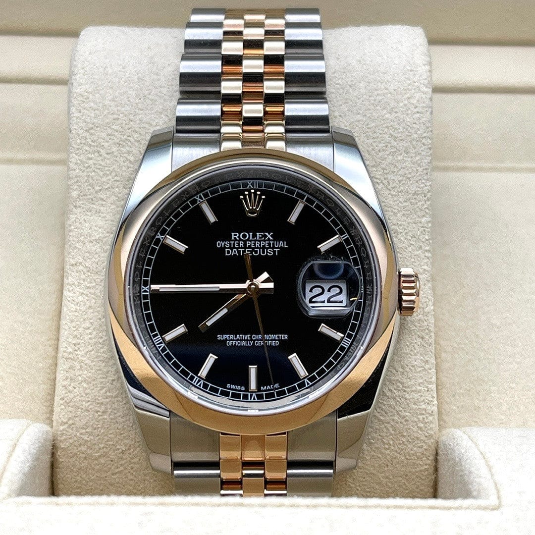 2025 Watch Datejust 116201 Stainless Steel Rose Gold Black Dial