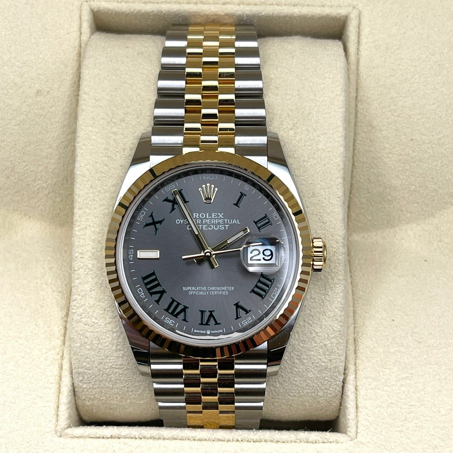 2025 Watch Datejust 126233 'Wimbledon' Stainless Steel Yellow Gold Slate Dial Jubilee (2021)