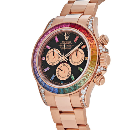 2025 Watch Daytona 116595RBOW 'Rainbow' Rose Gold Black Dial Sapphire Bezel