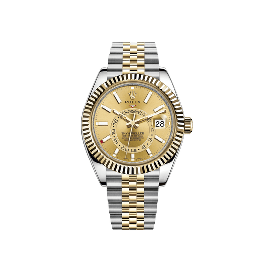 2025 Watch Sky-Dweller 326933 Stainless Steel Yellow Gold Champagne Dial