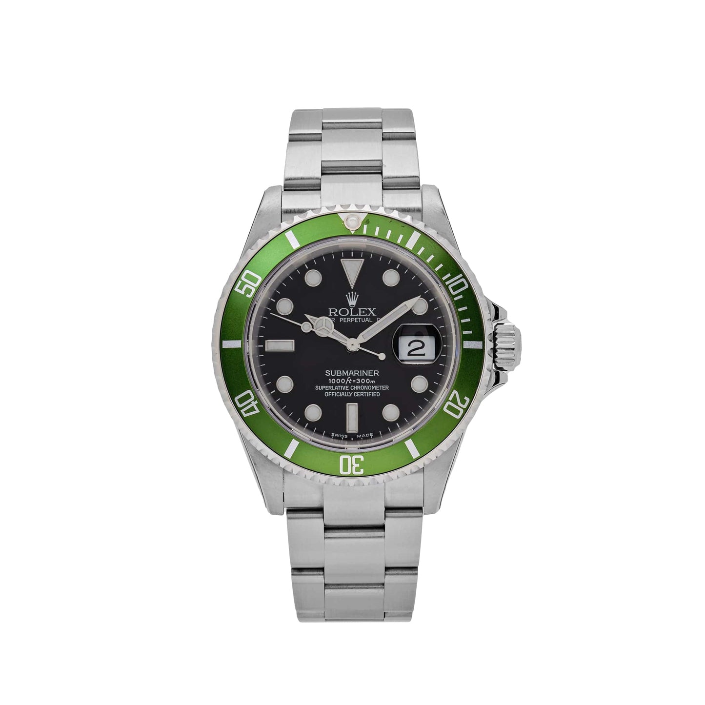 2025 Watch Submariner Date 16610LV 'Kermit' Bezel Flat 4 Stainless Steel Black Dial Oyster (2003)